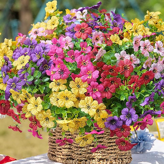 Artificial Flowers for Outdoor, UV Resistant Fake Silk Flowers, Realistic Faux - Image 4