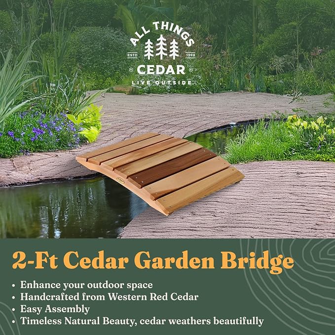 All Things Cedar Outdoor Wooden Garden Bridge - Image 2