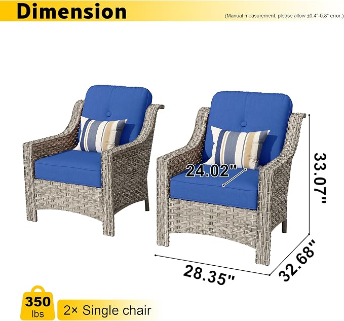 HOOOWOOO 2 Piece Patio Chairs Set, Outdoor Wicker Chairs, All Weather Resistant - Image 6
