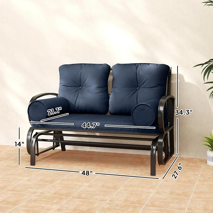 Outsunny Swing Glider Rocking Chair, Double Patio Bench, 2 Person Loveseat - Image 3