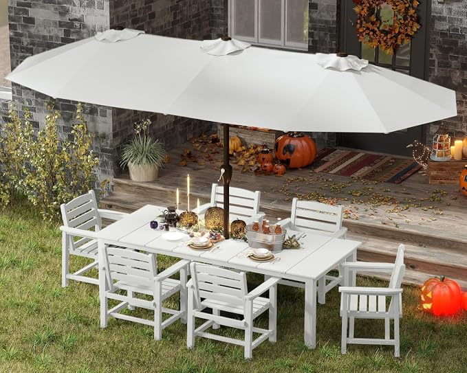 7-Piece White Outdoor Dining Set - Image 7