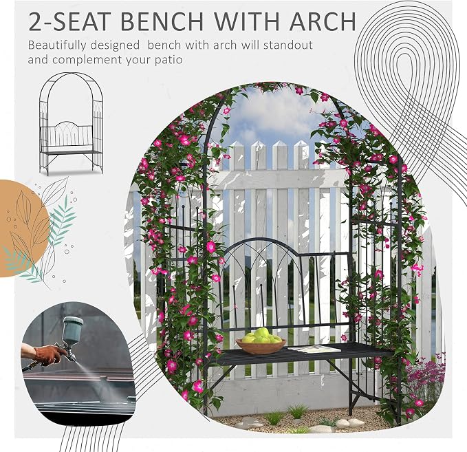 Outsunny Metal Trellis Arbor Arch - Image 3