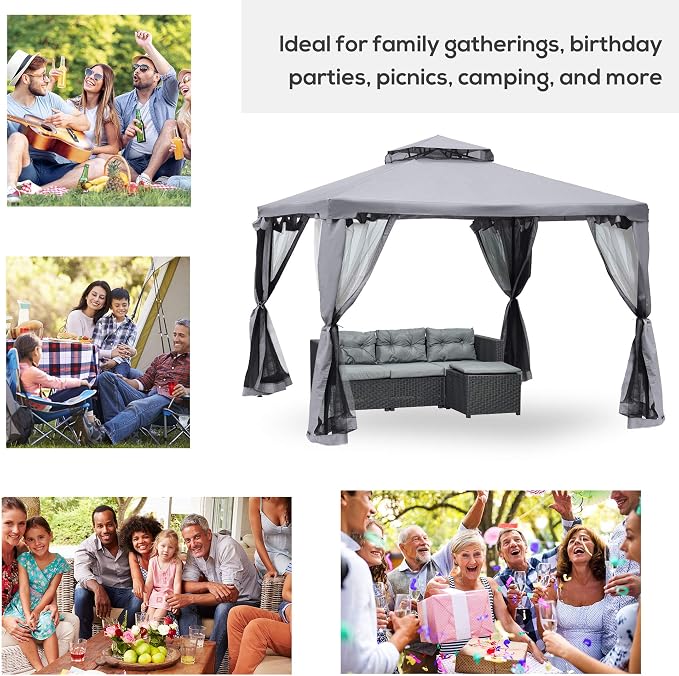 Outsunny 9.6' x 9.6' Patio Gazebo, Outdoor Canopy Shelter - Image 6