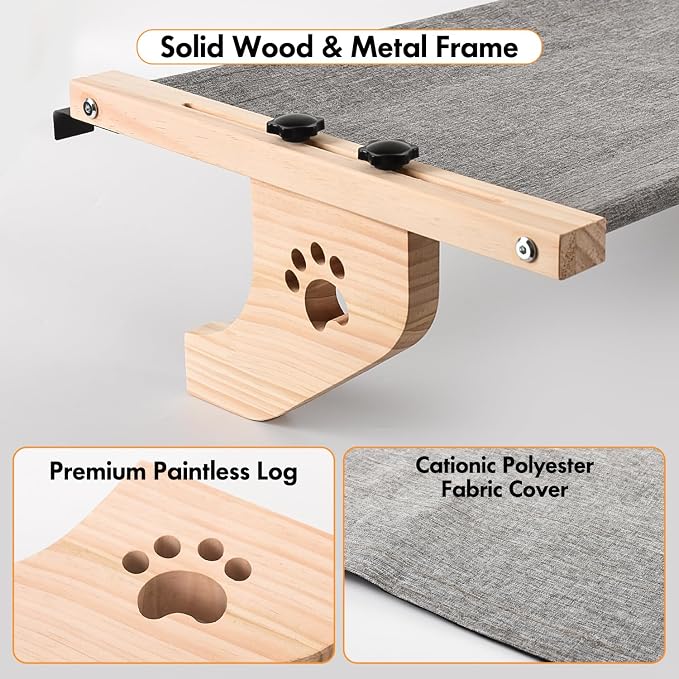 AMOSIJOY Cat Sill Window Perch Sturdy Cat Hammock Window Seat - Image 5