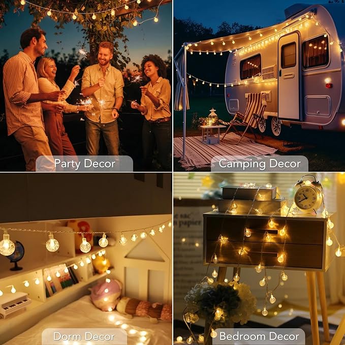 Metaku Globe Fairy Lights Battery Operated 33ft 80LED String Lights - Image 6