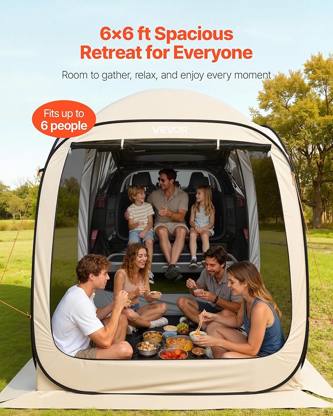 SUV Tailgate Tent VEVOR, 6 x 6 ft Pop-Up Screen House Canopy - Image 3