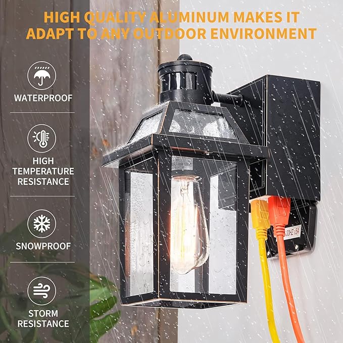 Porch Lights with GFCI Outlet, Dusk to Dawn Outdoor Lights with Outlet - Image 5