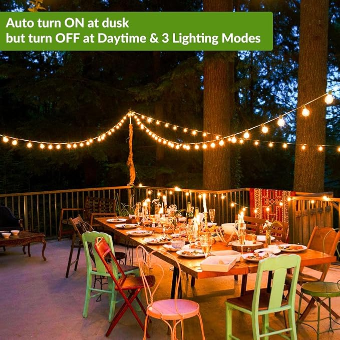 Lakumu 200FT（100FT*2） G40 Solar String Lights, Globe Outdoor String Lights - Image 3