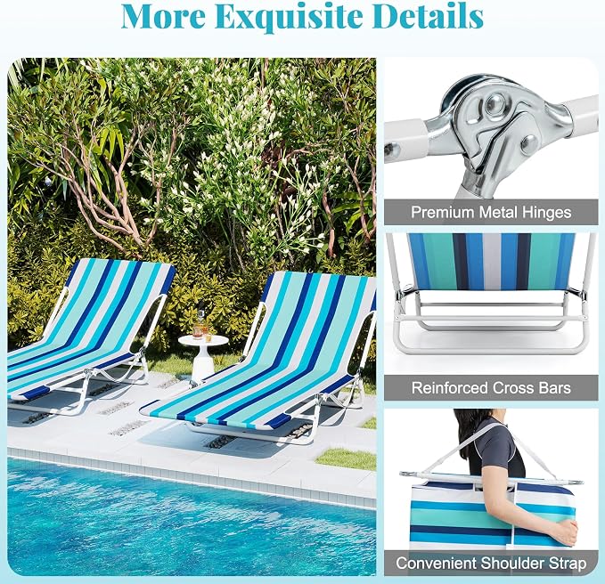 GYMAX Tanning Chair, 330lbs Capacity & Shoulder Strap, Portable Layout - Image 7