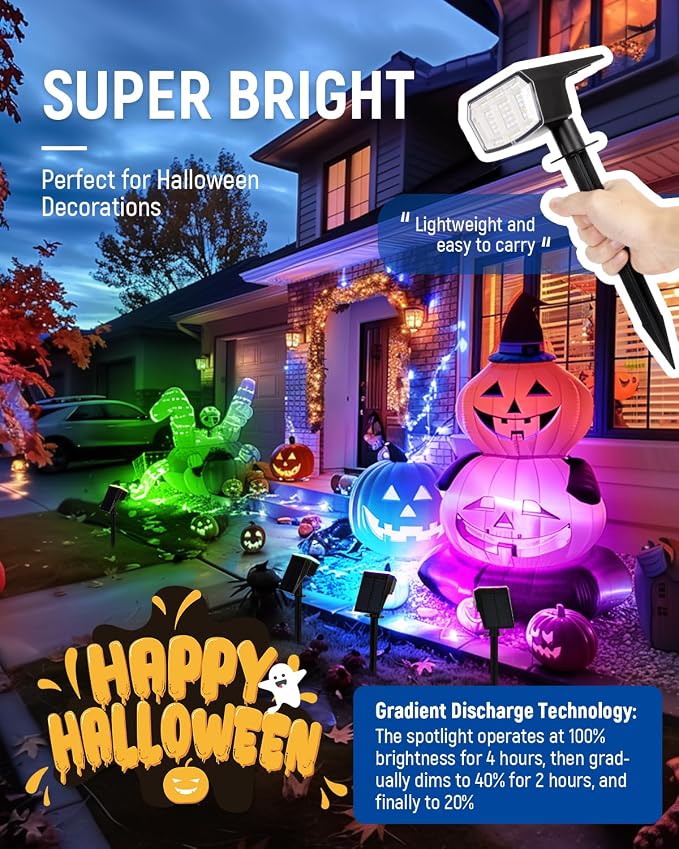 Solar Spot Lights Outdoor, 9 Lighting Modes RGB, Solar Lights Outdoor - Image 8