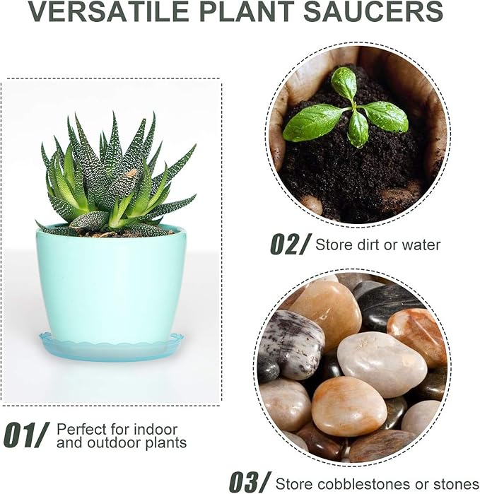 12Pcs Clear Plant Saucer, 6 8 10 Inch Durable Plastic Plant Tray, Round Plant - Image 5