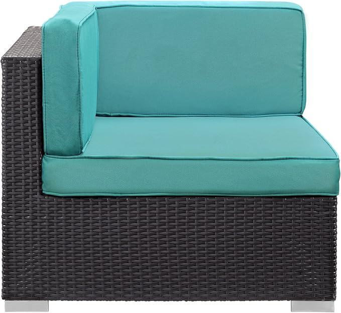 Modway Convene Corner Sectional Outdoor Patio, Espresso Turquoise - Image 4