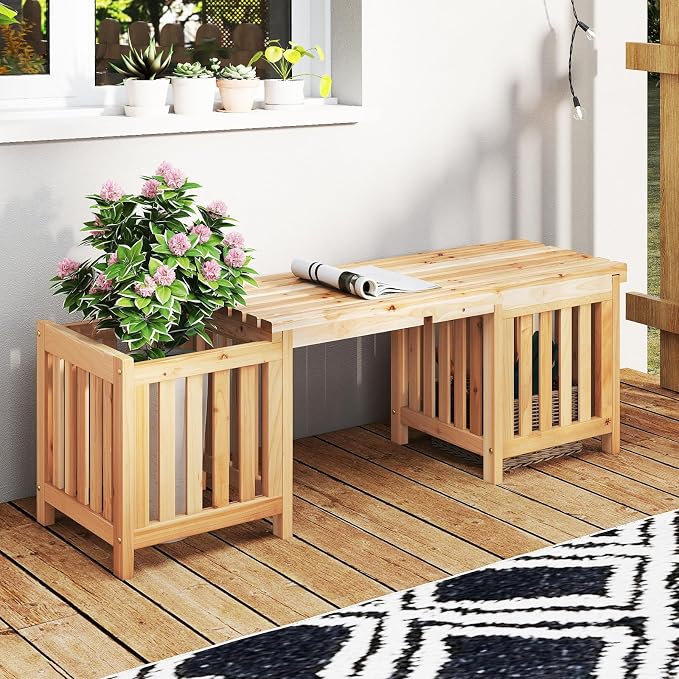 HAPPYGRILL Patio Wooden Bench - Image 4