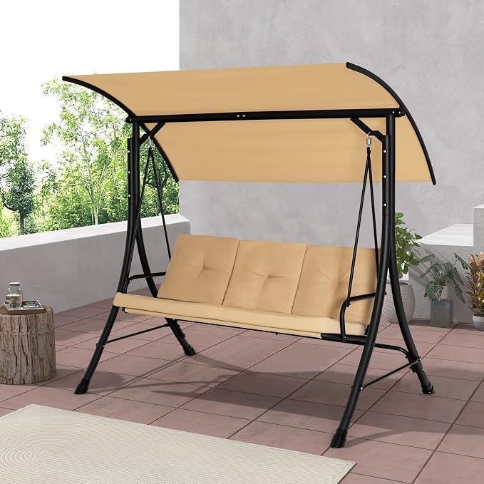 HAPPYGRILL 3-Seat Outdoor Porch Swing - Image 2