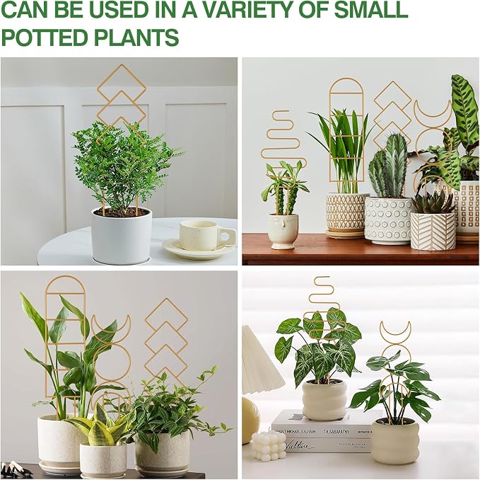 Indoor Plant Trellis for Potted Plants, 16inch Gold Small Trellis for Climbing - Image 2