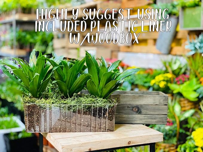 Wooden Planter Box with Handle I Rustic Whitewash I Plastic Liner l Garden - Image 3