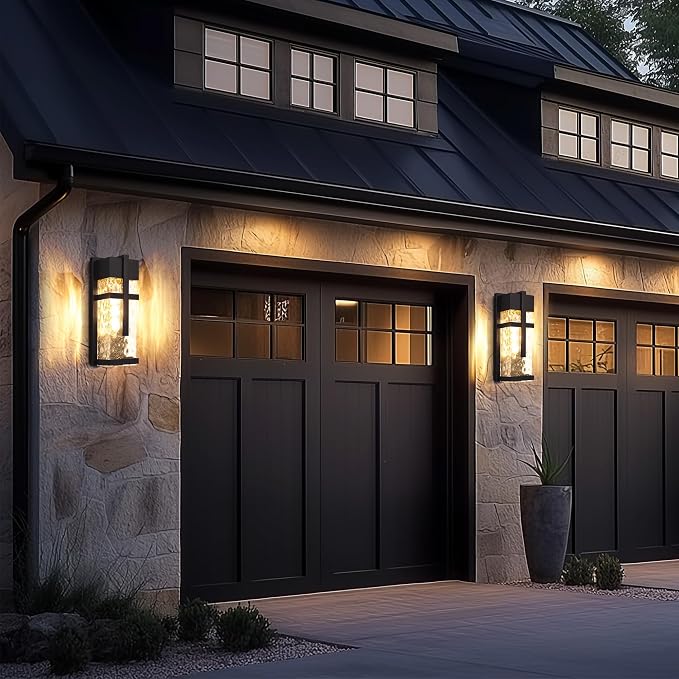 Hammered Glass Outdoor Wall Lantern, Dusk to Dawn Wall Sconce Lighting - Image 7