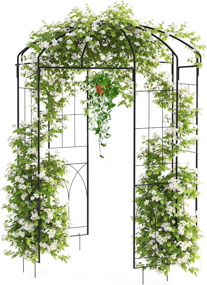 8.8 ft Black Metal Garden Arbor - Image 2