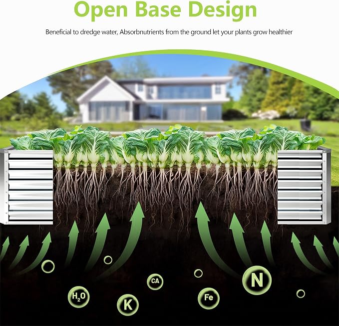 4x2x2FT Galvanized Raised Garden Bed, Galvanized Planter Boxes Outdoor - Image 2