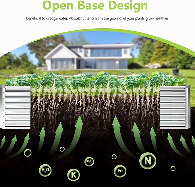 8x2x2FT Galvanized Raised Garden Bed, Galvanized Planter Boxes Outdoor - Image 2