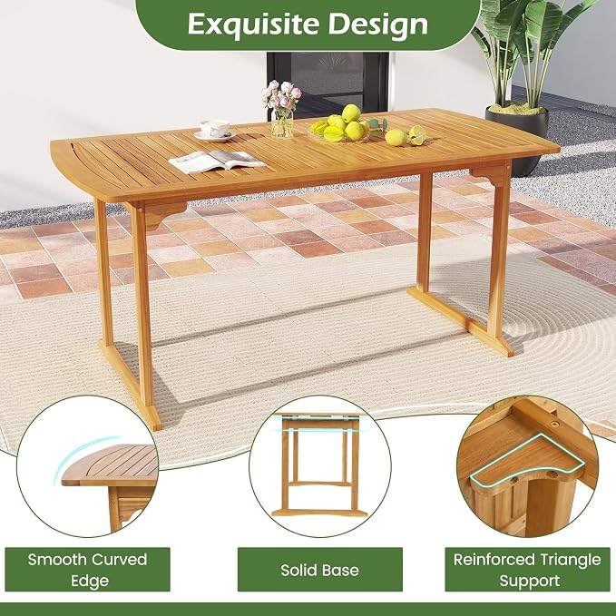 Tangkula 7 Piece Patio Acacia Wood Dining Set - Image 6
