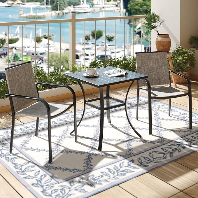 3-Piece Outdoor Dining Set, Small Metal Bistro Table - Image 2