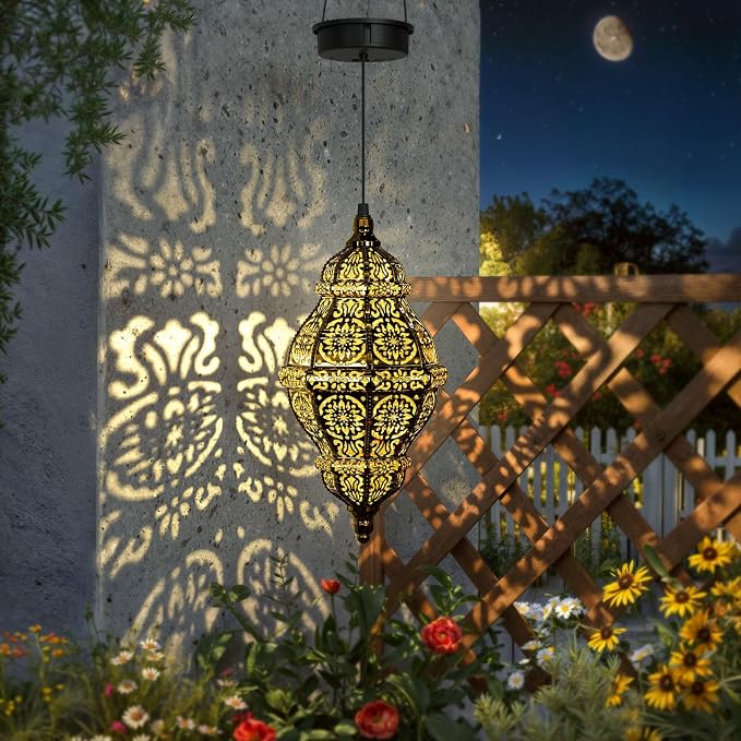 Twinkya 2 Pack Hanging Solar Lights Outdoor Garden Decor, Waterproof Plastic - Image 3
