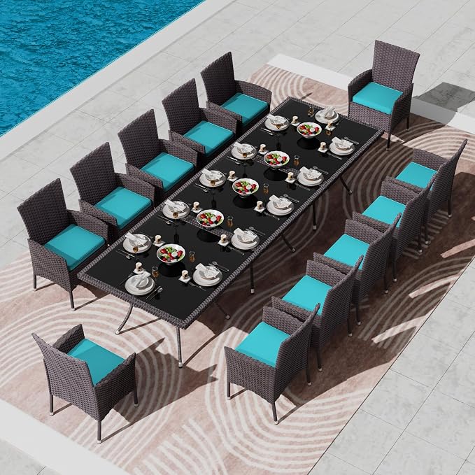 Kullavik 15-Piece Outdoor Dining Set Patio Rattan Furniture Set, Patio Dining - Image 7