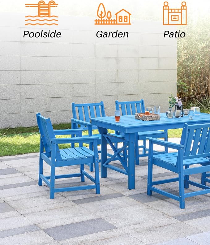 7 Pieces HDPE Outdoor Dining Set, Patio Dining Set - Image 6