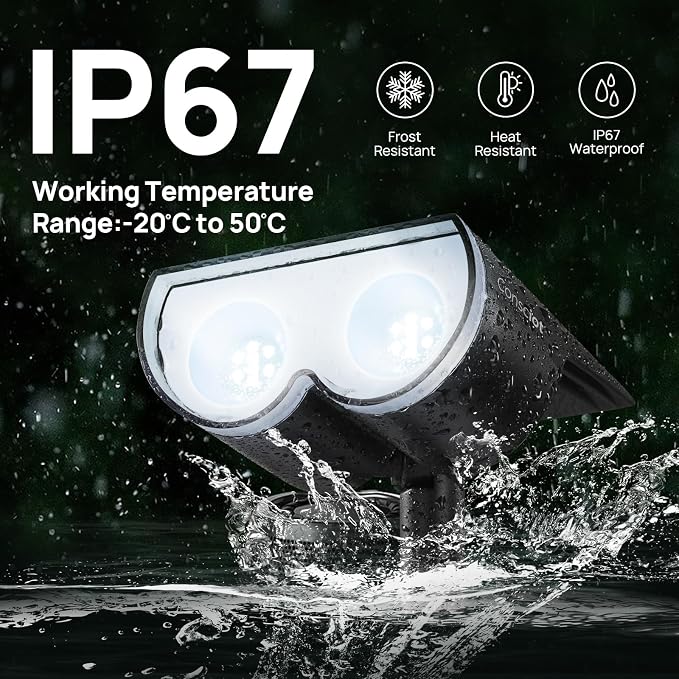Consciot Solar Spot Lights Outdoor, 16 LEDs IP67 Waterproof Auto On/Off - Image 5