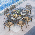 Grepatio 7 Piece Patio Dining Set Outdoor Dining Set Cast Aluminum Furniture Set by Takesyoutohaveawonderfullife