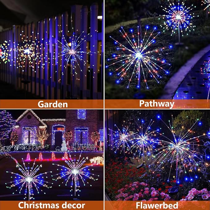 4 Pack Solar Firework Lights 200 LED Create Magical Nights, Waterproof - Image 4