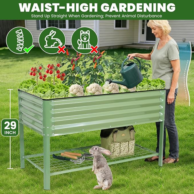 Elevated Raised Garden Bed 2' x 4'- Galvanized Metal Planter Boxes - Image 2