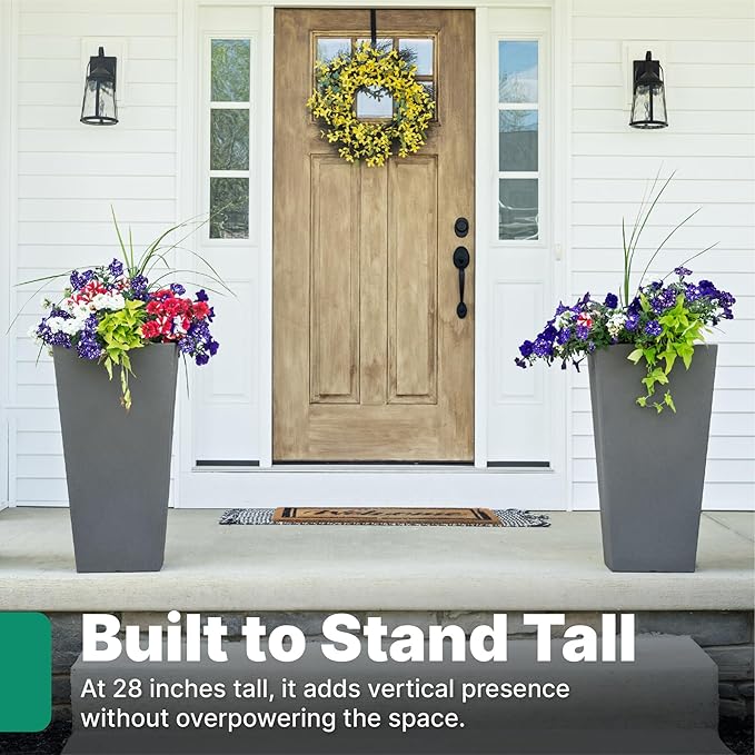 Step2 Tremont Tall Square Tapered Planter, Indoor/Outdoor Plants, Efficient - Image 3