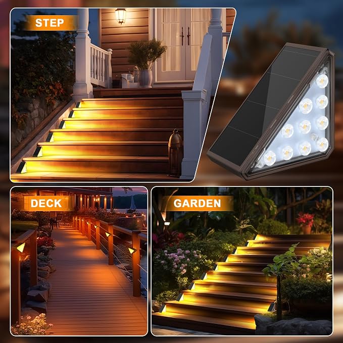 12 Pack Solar Stair Lights Outdoor Stair Lights - Image 5