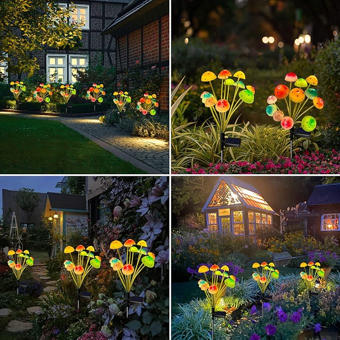 Kohlrabi Solar Garden Lights, 4 Pack Solar Mushroom Lights Outdoor, Upgraded - Image 4