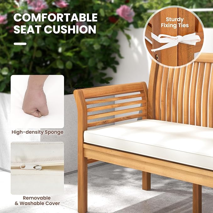 RELAX4LIFE 62.5’’ Outdoor Bench Acacia Wood - Image 5