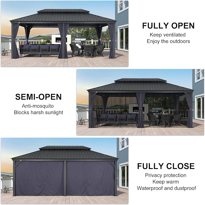 PURPLE LEAF 12' X 20' Hardtop Gazebo Aluminum Gazebo - Image 3