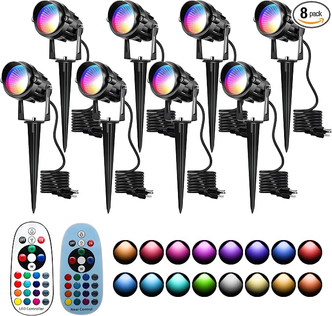 Halloween Christmas Outdoor Spotlights, 12W RGBW Colors Changing Landscape by UPONELED