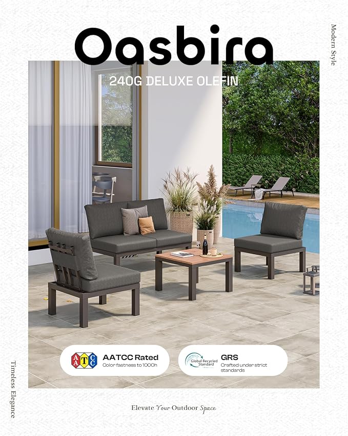 Aluminum Outdoor Patio Sofa Set, 2 Seats Modular Sectional Single Seat Sofa - Image 7