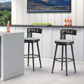PURPLE LEAF Outdoor Swivel Bar Height Stools Set of 2 Metal Modern Wicker Bar by PURPLELEAF