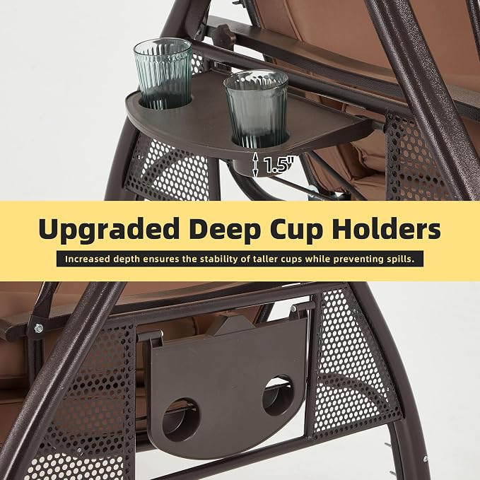 HOMREST 3 Person Outdoor Porch Swing - Image 5
