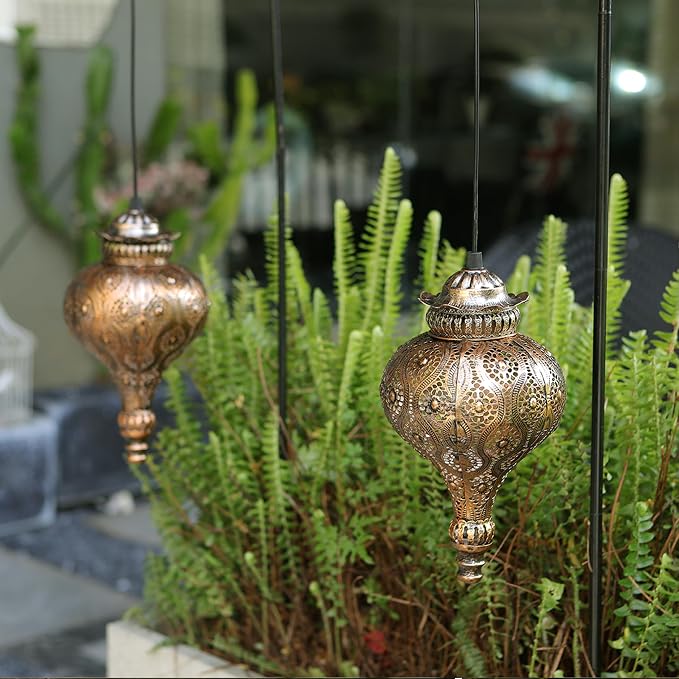 Moroccan Solar Lanterns Outdoor Waterproof Bronze Hanging Lanterns Outdoor - Image 8