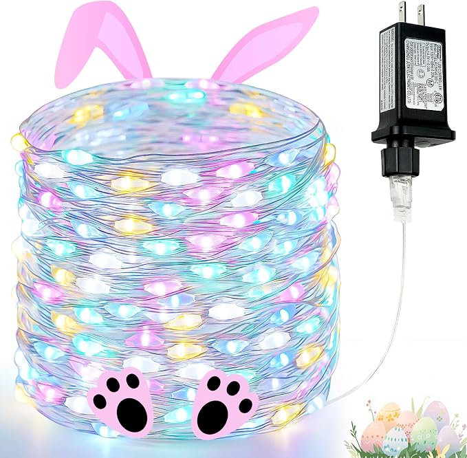 66Ft 200 LED Easter Pastel Fairy Lights Plug in, Pastel String Lights 8 Modes by BHCLIGHT