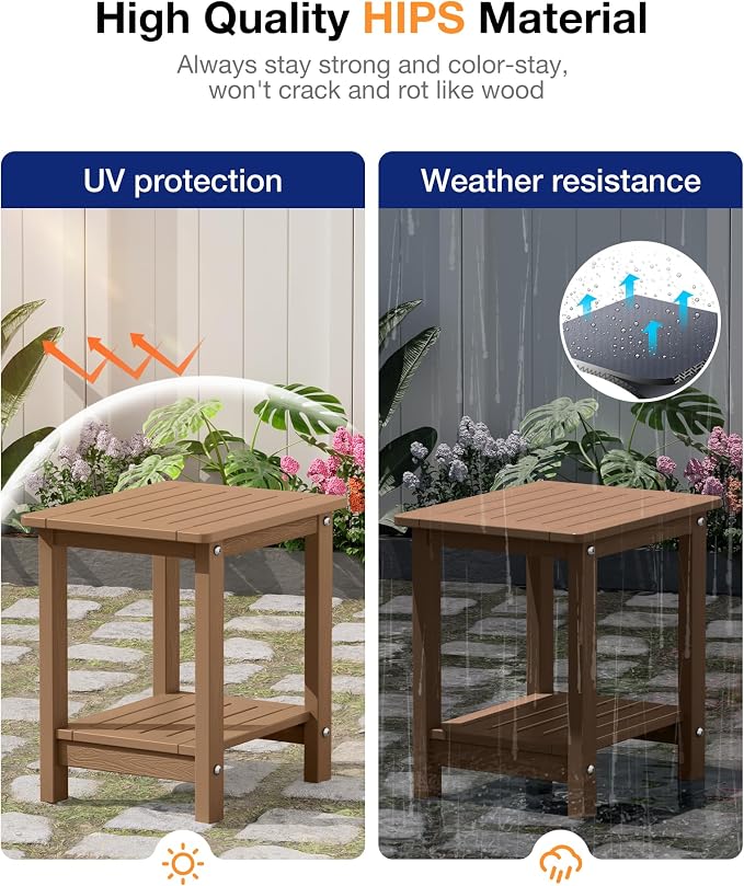 YEFU Outdoor Side Table for Patio: 16" HIPS Weather - Image 5