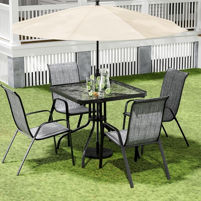 Arlopu 5 Piece Outdoor Patio Dining Set, Porch Furniture - Image 9