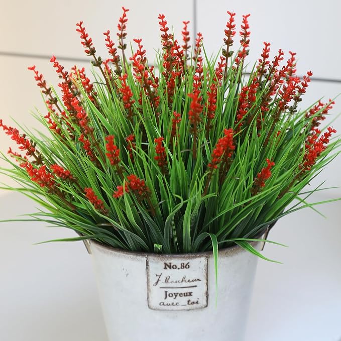 alyptus Artificial Flowers Outdoor 12 Bundles Fake Plants Outside Red Flower - Image 8