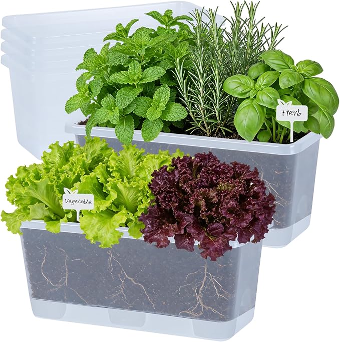 Window Box Planter 6 Packs, 13.8 Inches Rectangle Flower Pots - Image 2