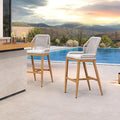 PURPLE LEAF Bar Stools Set of 2 Outdoor Bar Height Metal Stools Modern Wicker by PURPLELEAF