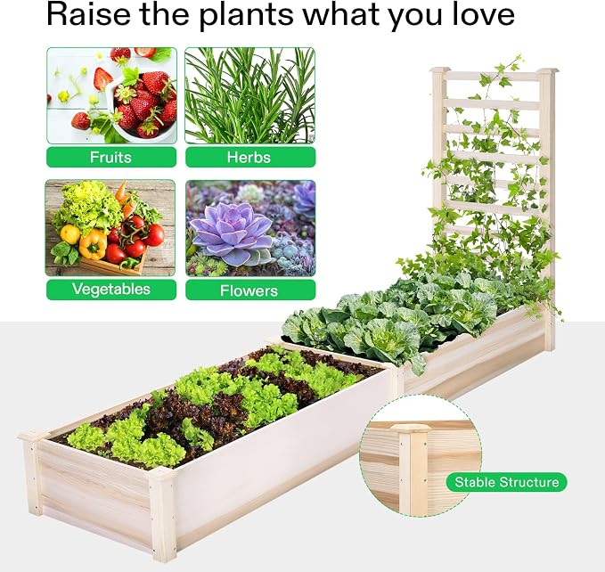 VIVOSUN Wooden Raised Garden Bed, Outdoor Wood Planter Box - Image 4